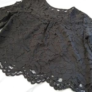 ATMOSPHERE Black Lace Crop Top 3/4 Sleeve